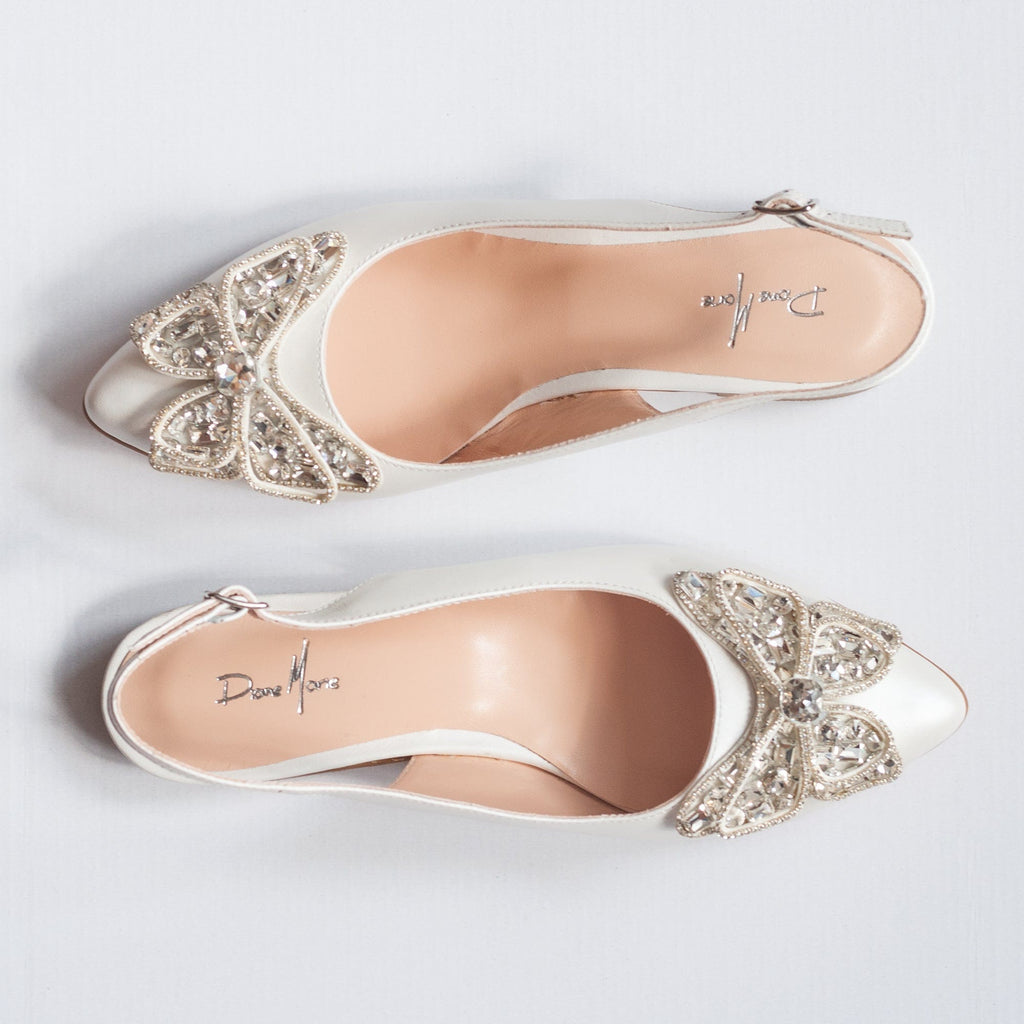 Balerini din piele naturala alb sidef Cosima