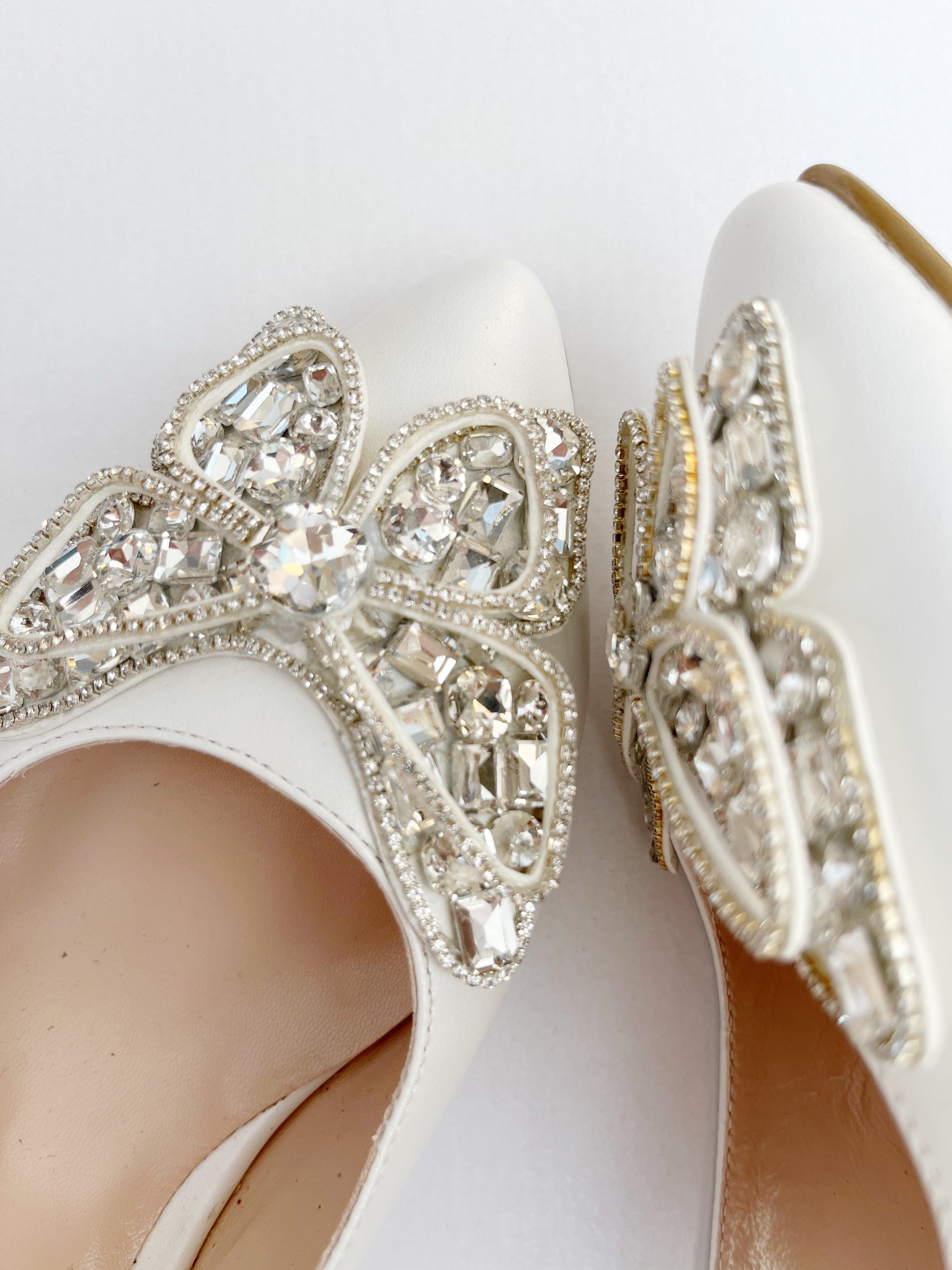 Balerini din piele naturala alb sidef Cosima