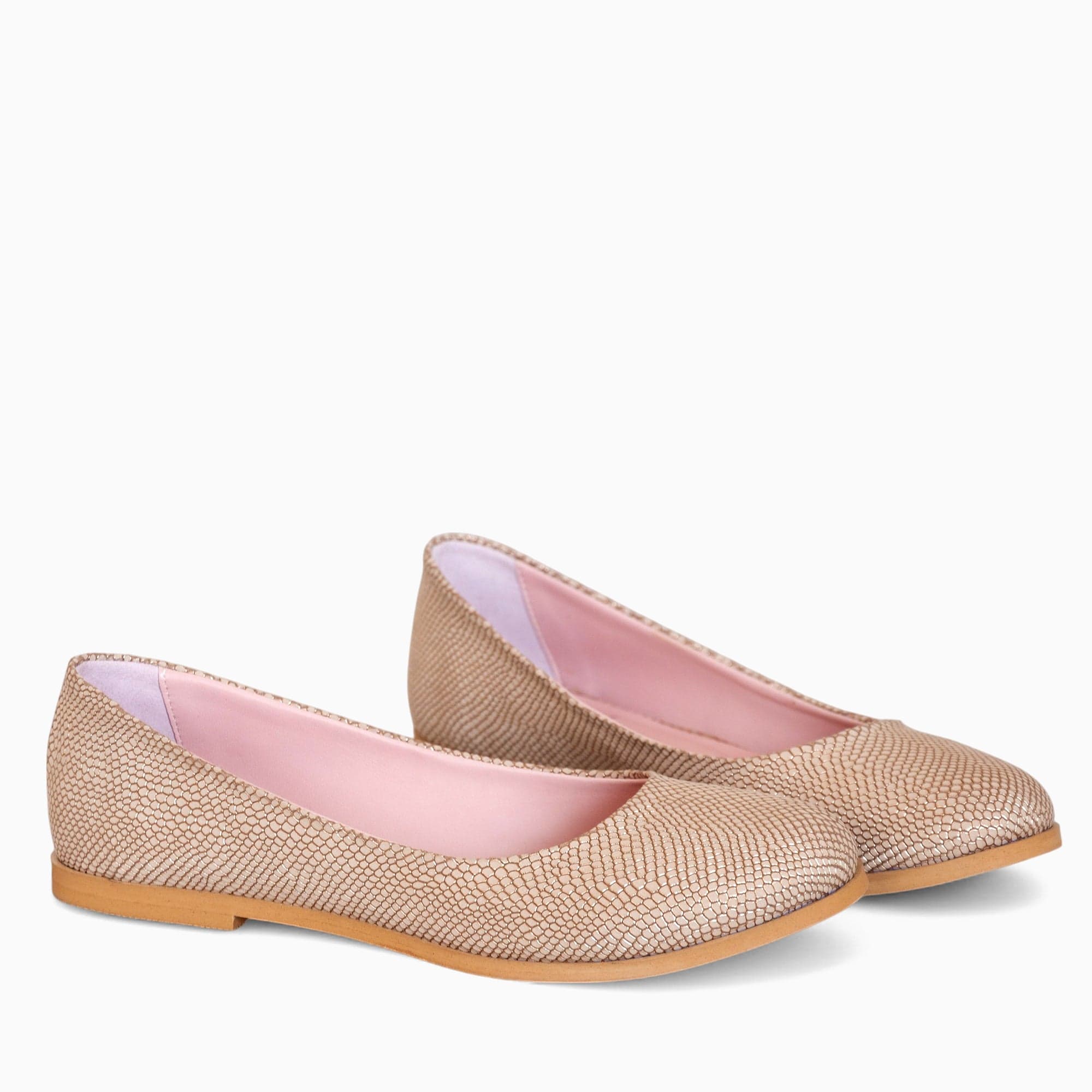 Balerini din piele naturala cu print sarpe auriu Edith