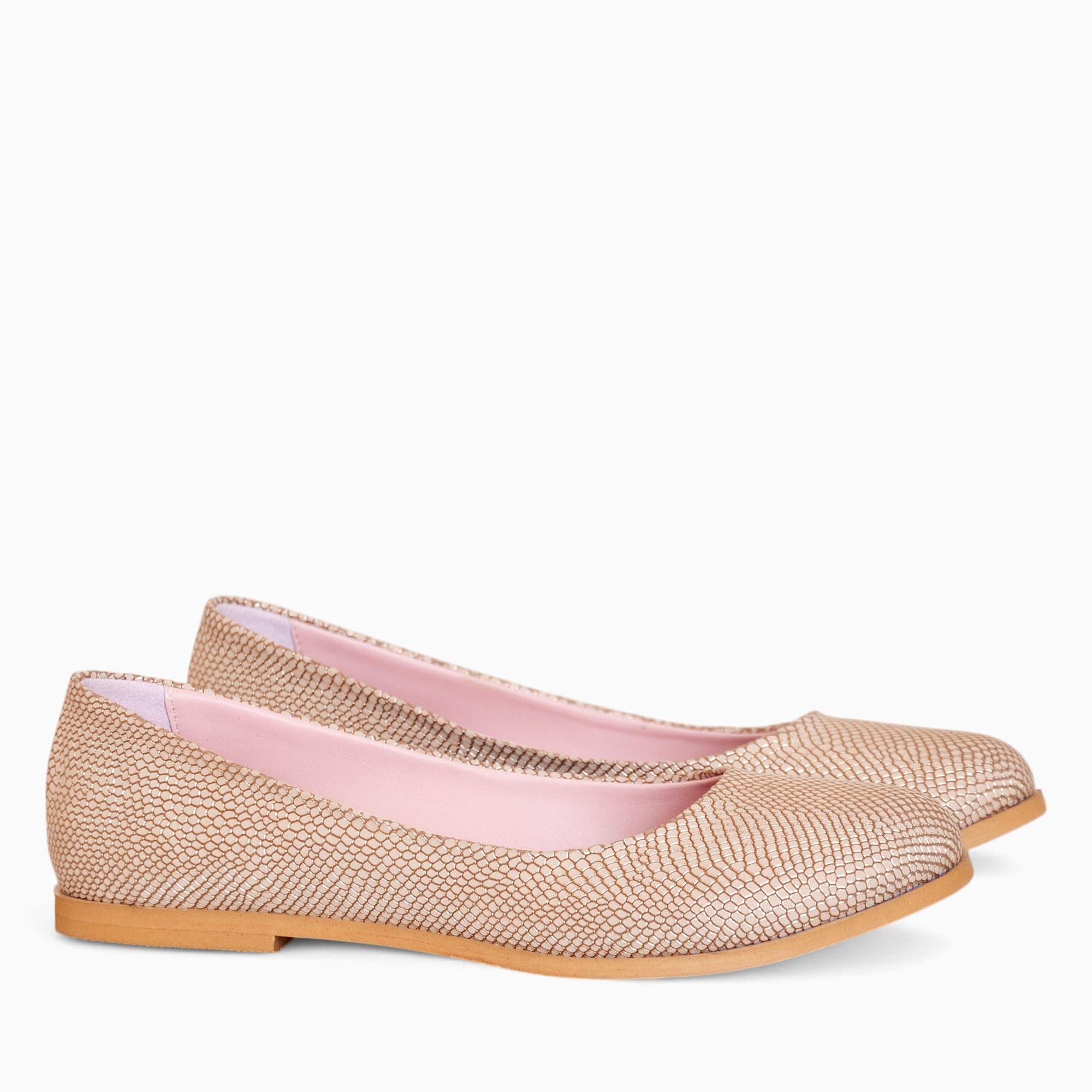 Balerini din piele naturala cu print sarpe auriu Edith