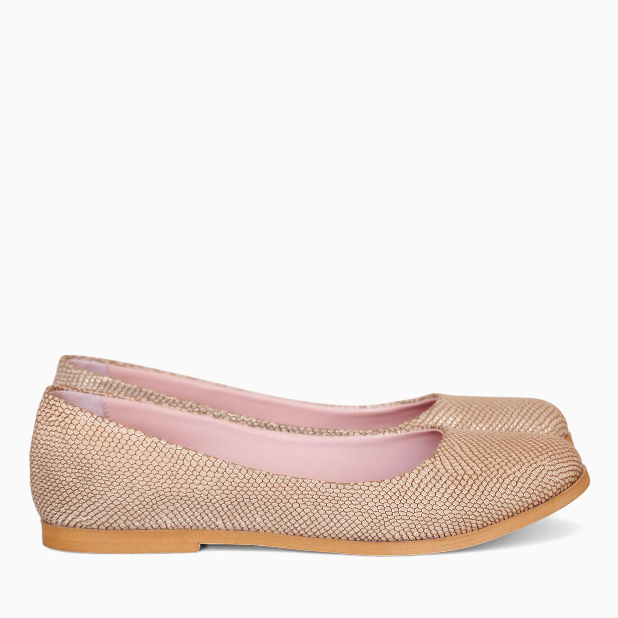 Balerini din piele naturala cu print sarpe auriu Edith