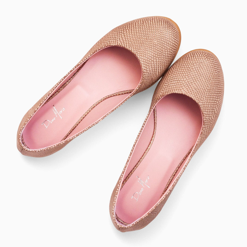 Balerini din piele naturala cu print sarpe auriu Edith