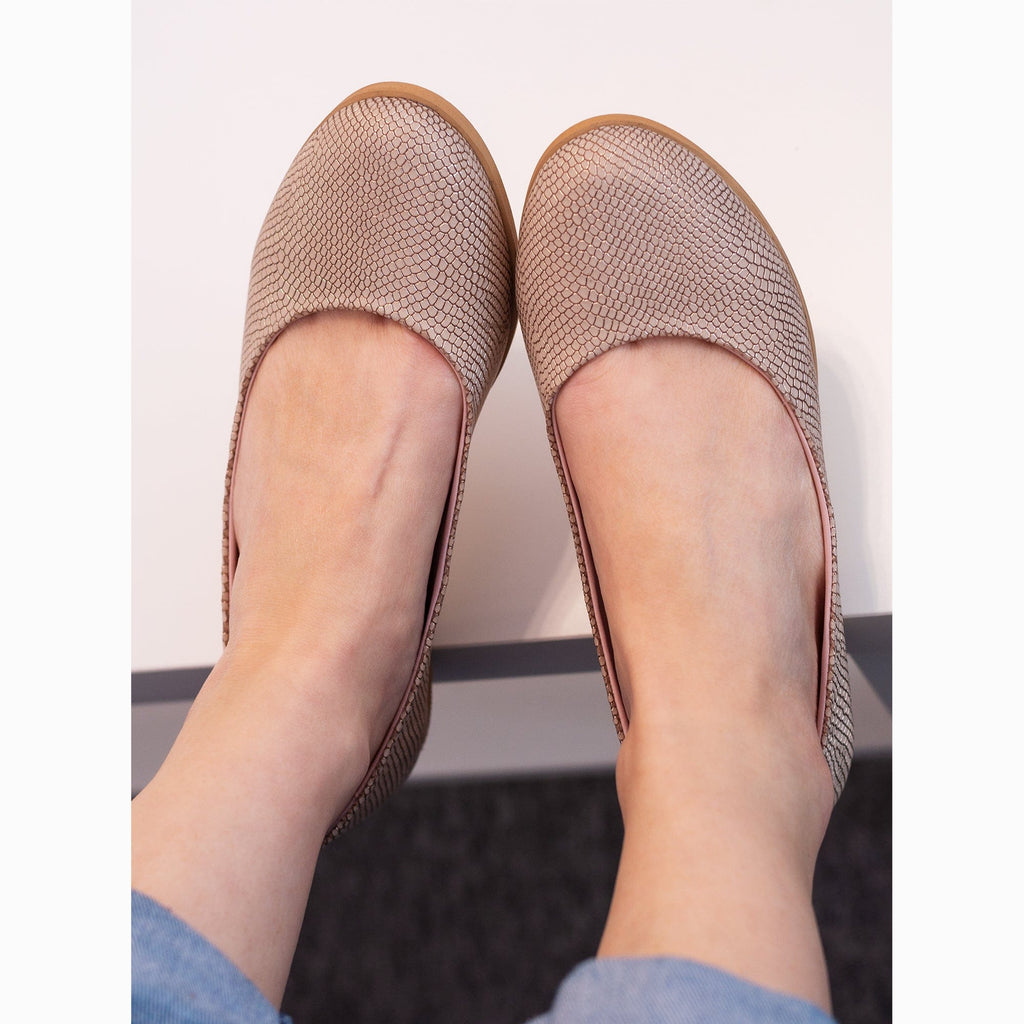 Balerini din piele naturala cu print sarpe auriu Edith