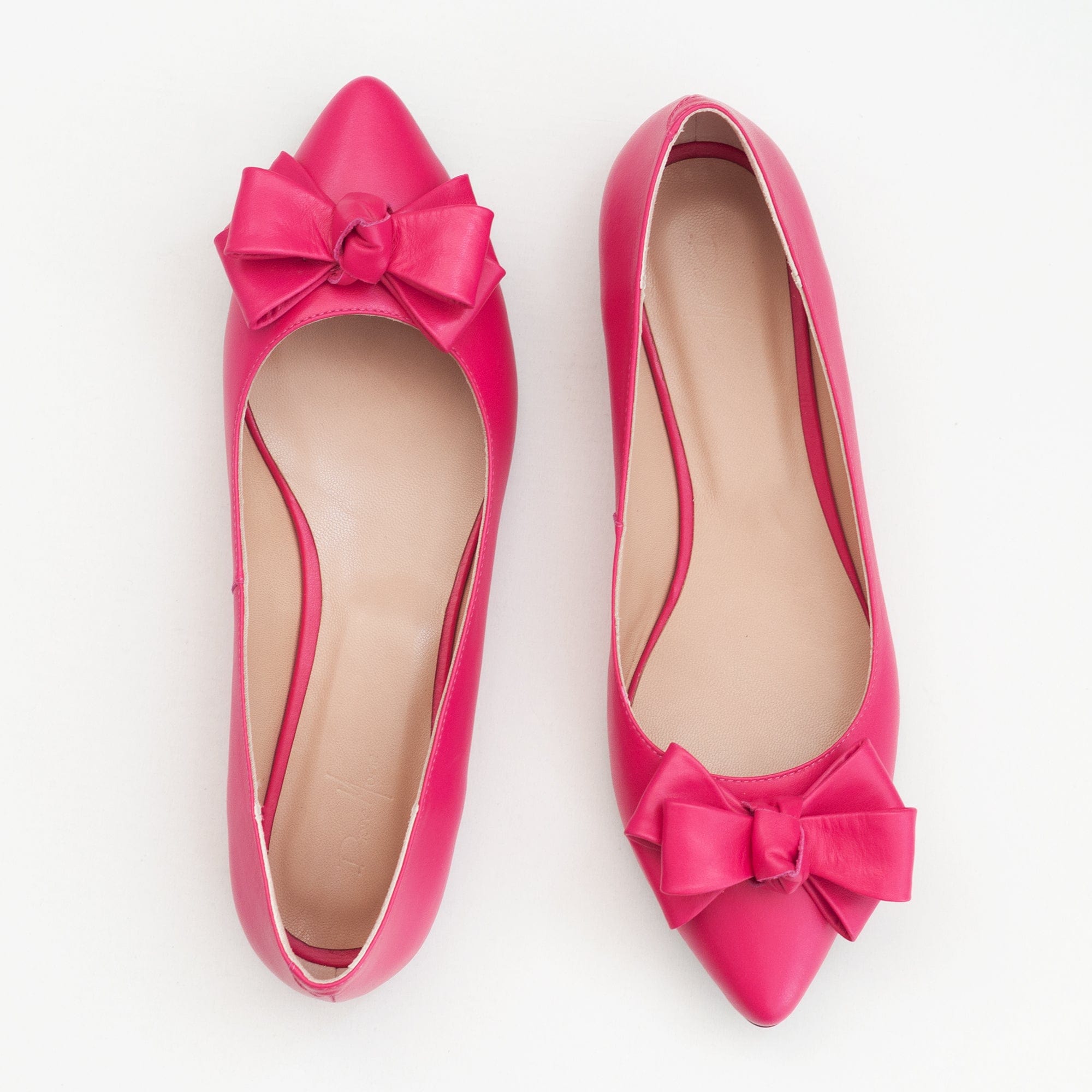 Balerini din piele naturala fuchsia Amaya