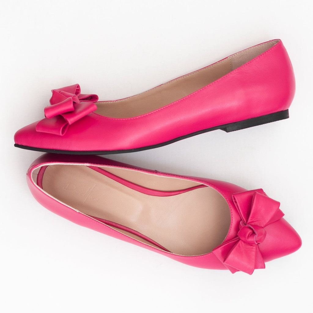 Balerini din piele naturala fuchsia Amaya