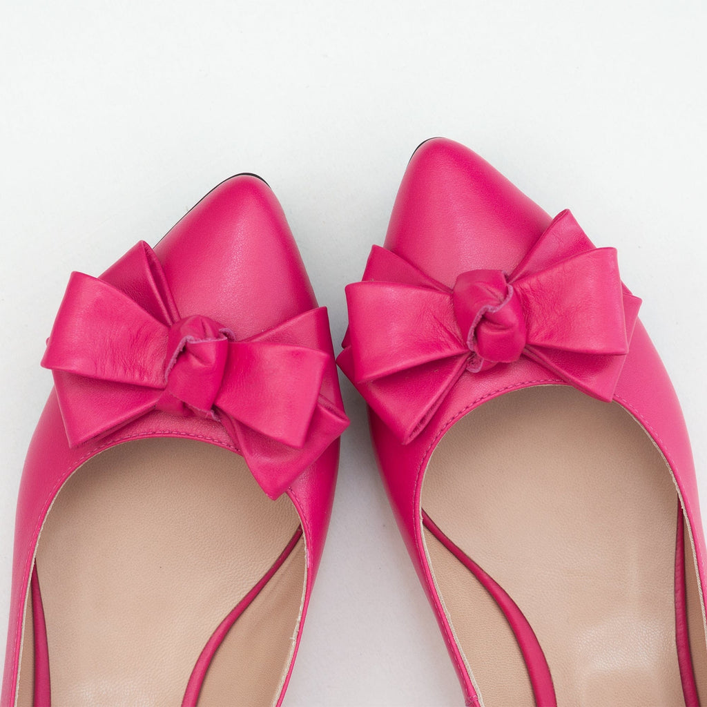 Balerini din piele naturala fuchsia Amaya
