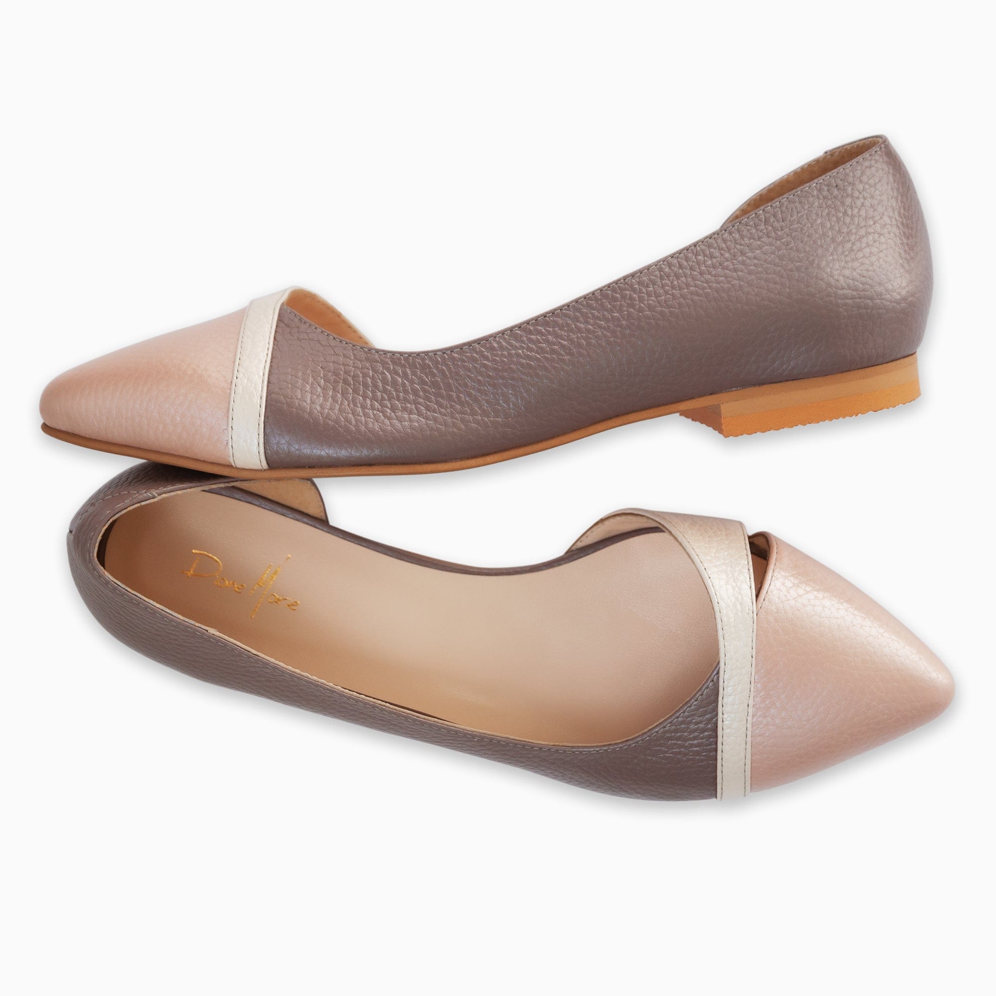 Balerini din piele naturala grej Tassia