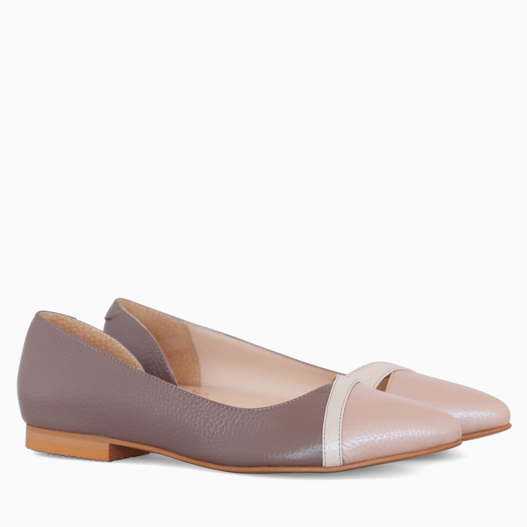 Balerini din piele naturala grej Tassia