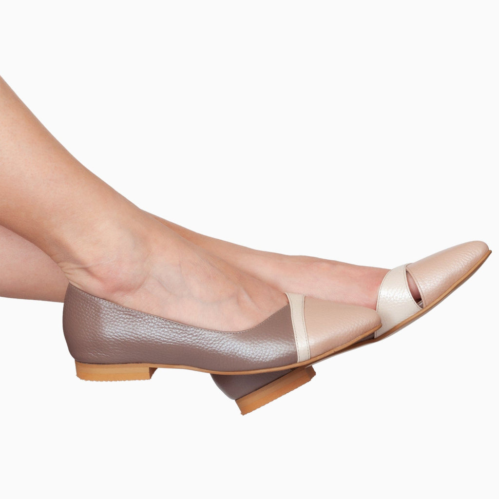 Balerini din piele naturala grej Tassia