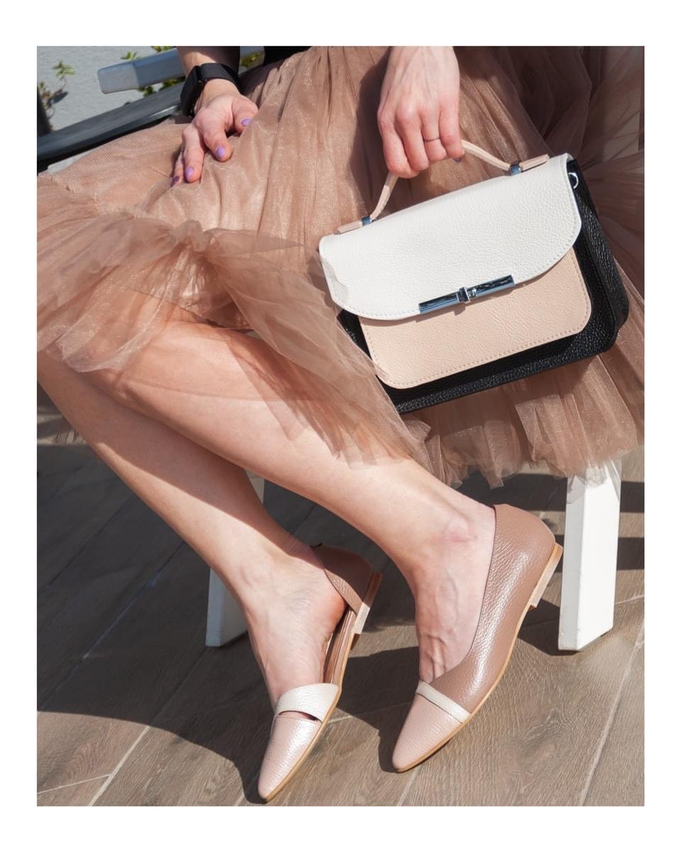 Balerini din piele naturala grej Tassia