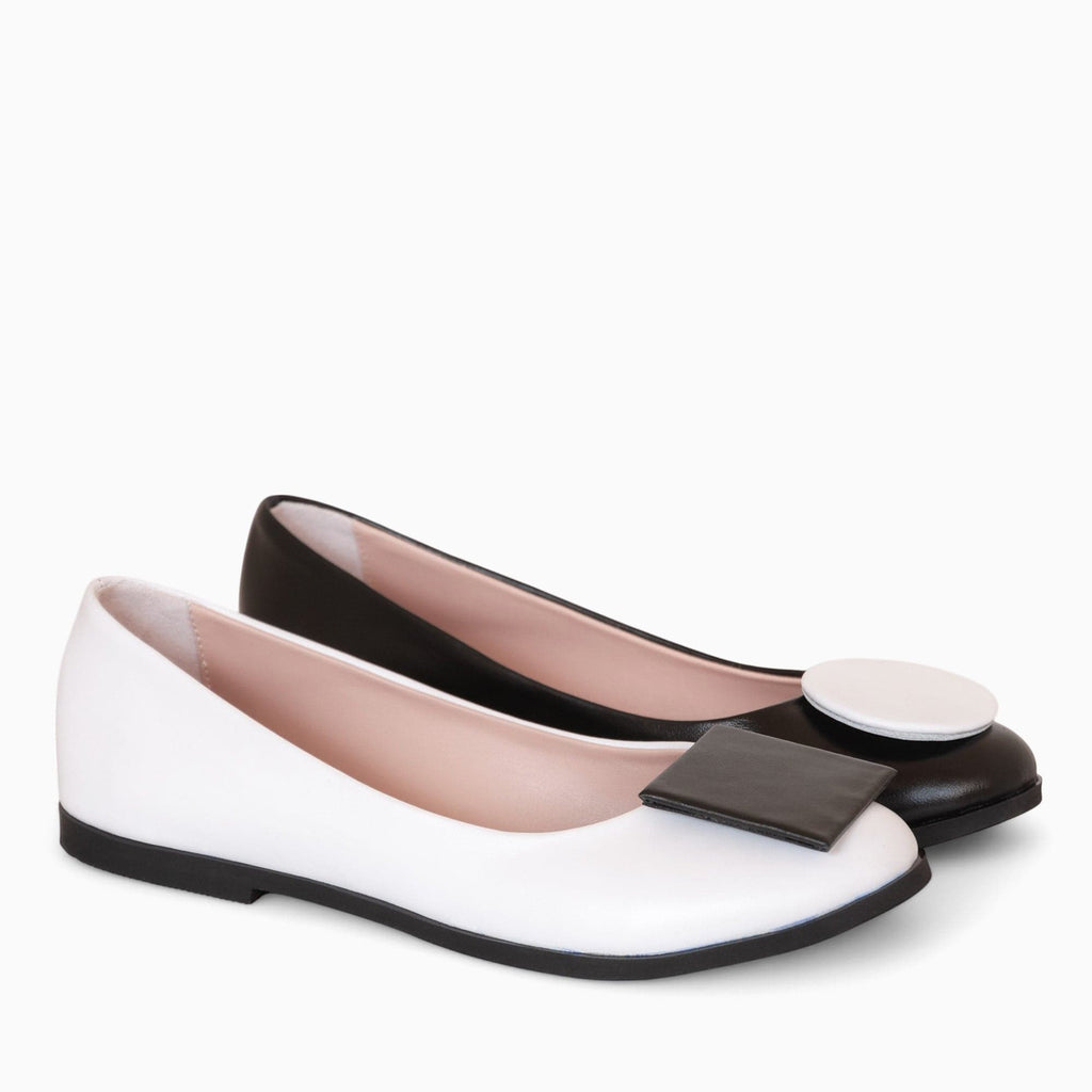 Balerini din piele naturala neagra cu alb Cookie