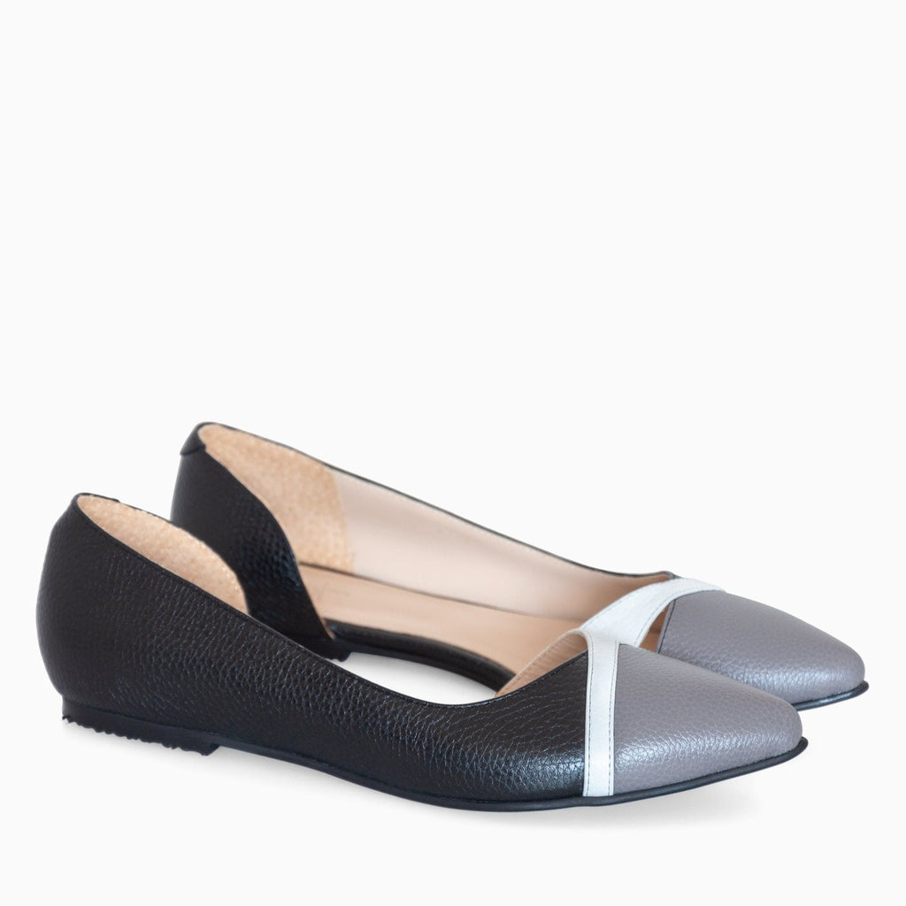 Balerini din piele naturala neagra Katya