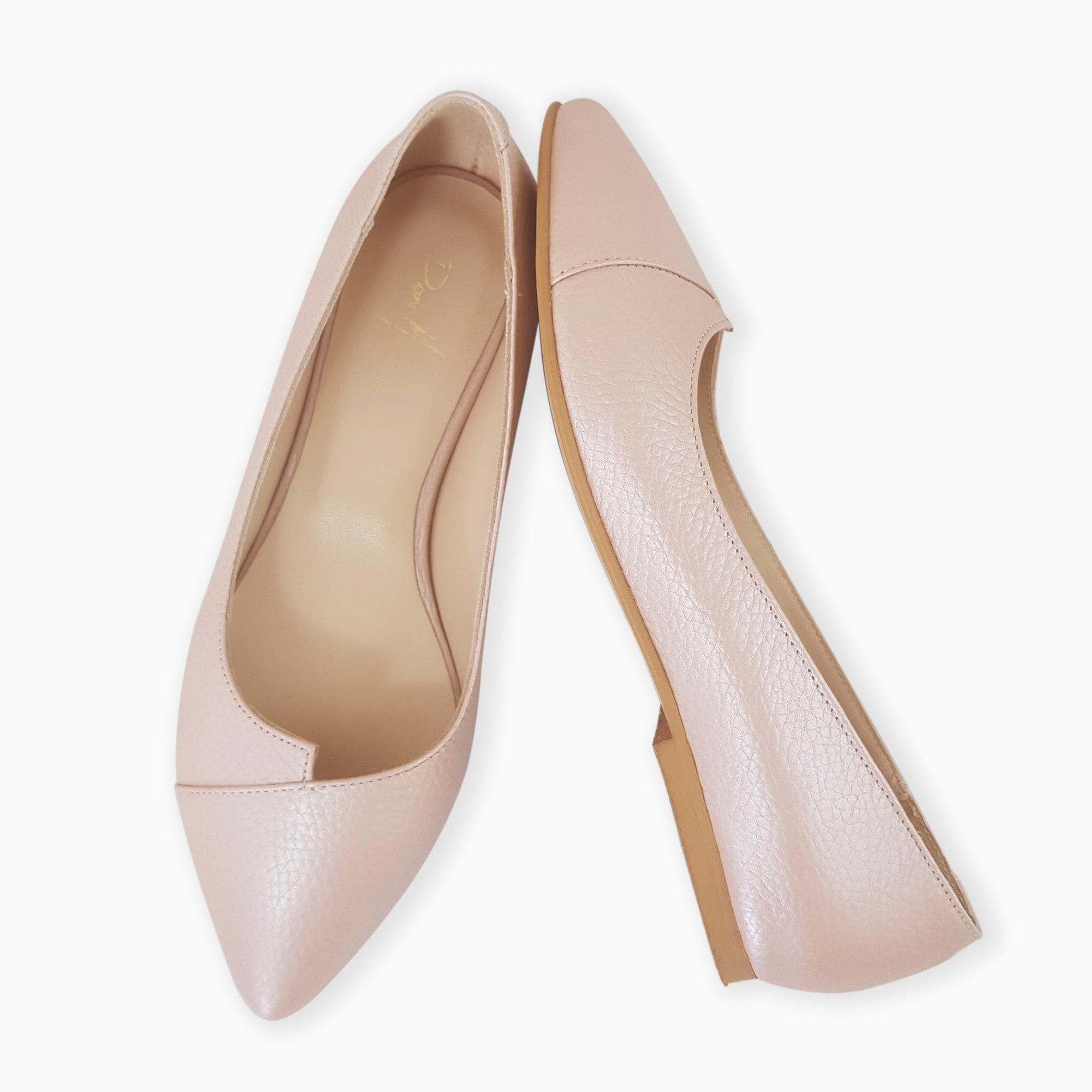 Balerini din piele naturala roz sidef Colette