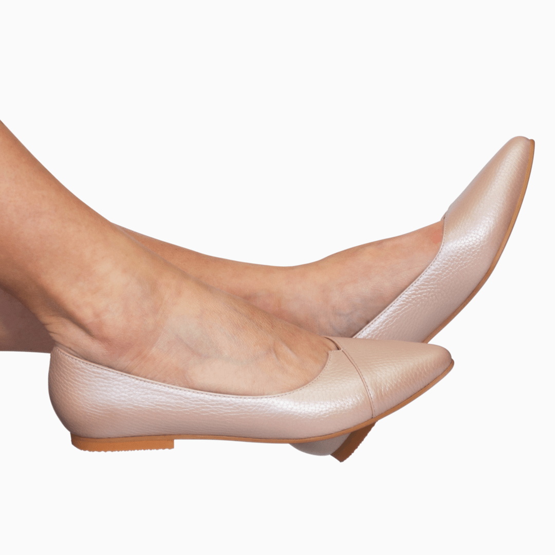 Balerini din piele naturala roz sidef Colette