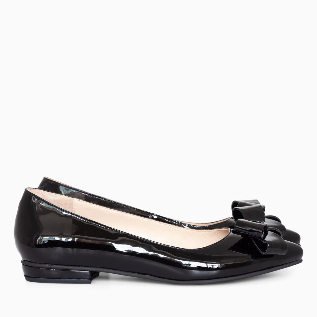Balerini negri din piele naturala lacuita Catherine