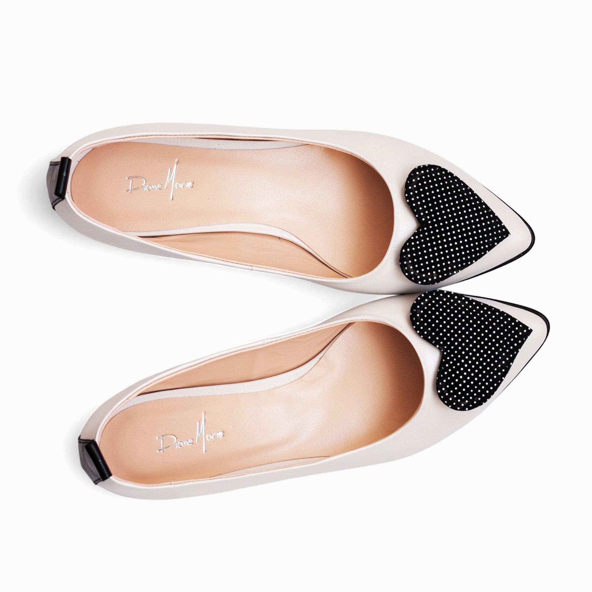 Balerini neintariti din piele naturala alb cu negru Annette