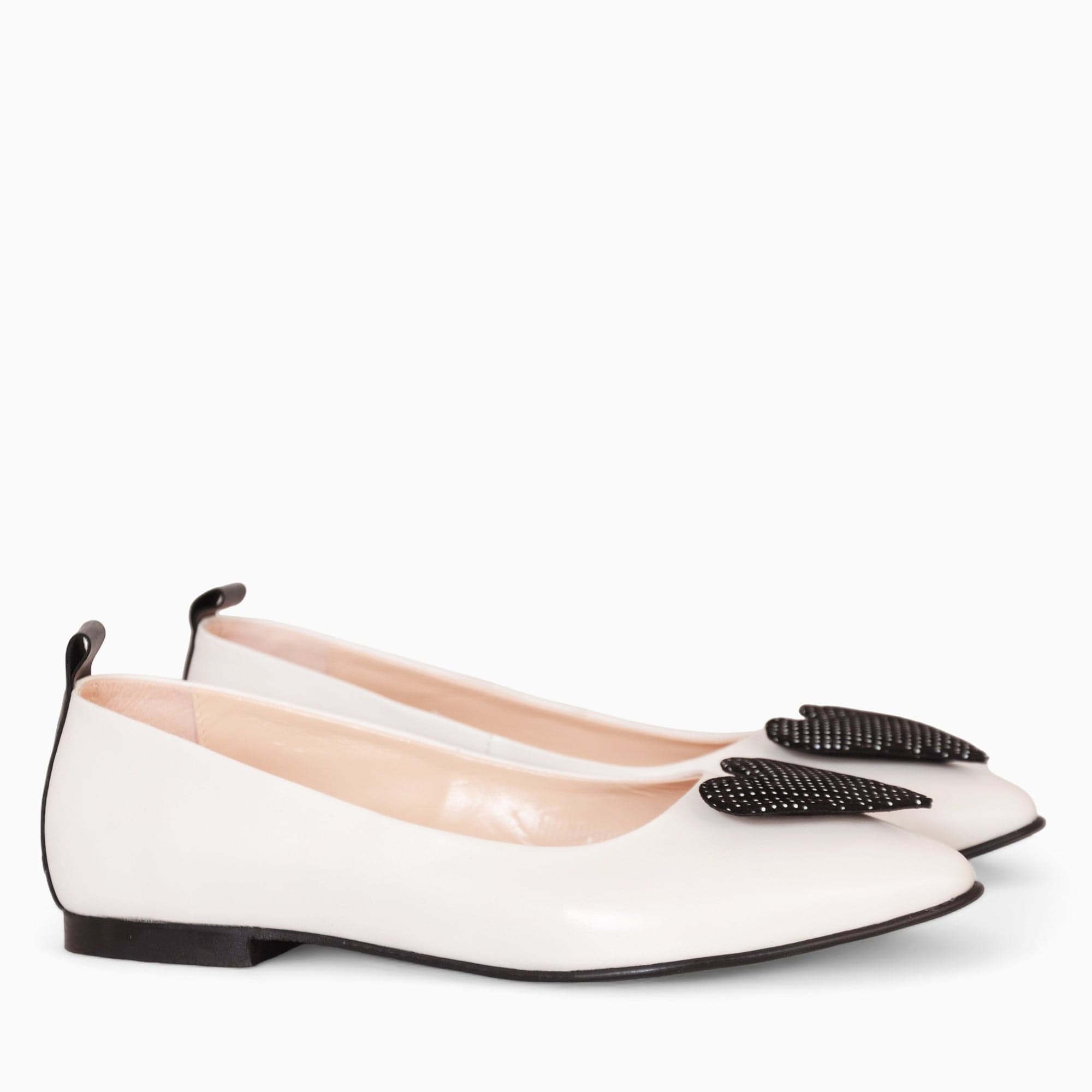 Balerini neintariti din piele naturala alb cu negru Annette