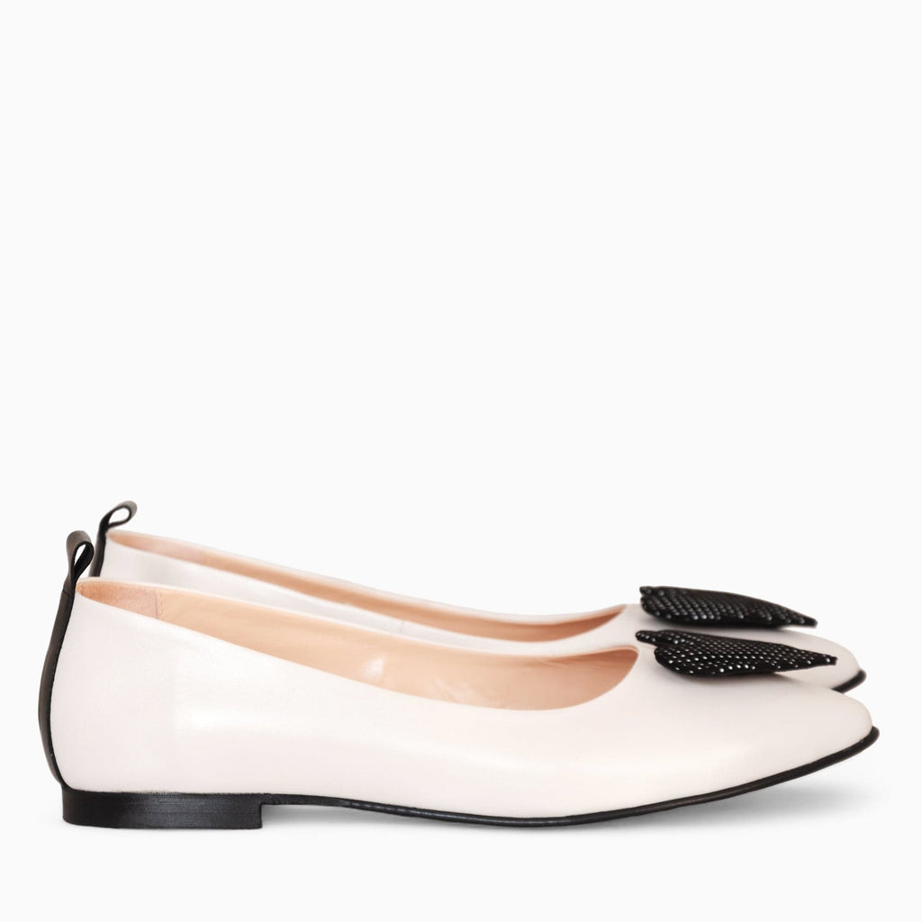 Balerini neintariti din piele naturala alb cu negru Annette