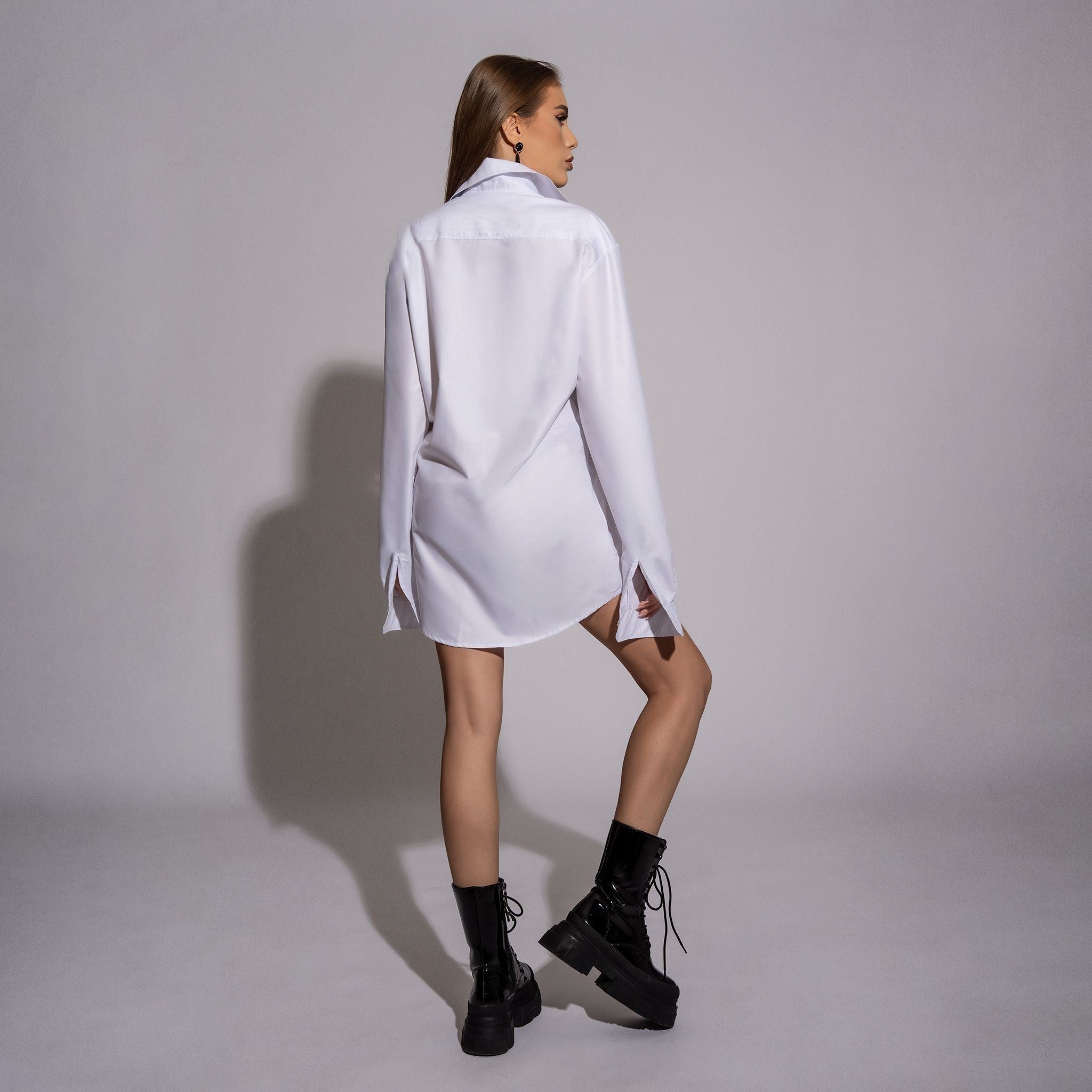 Compleu camasa boyfriend cu vesta alb negru British