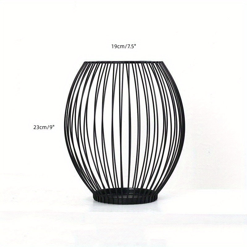 Elegant Black Vintage-Style Wrought Iron Lantern