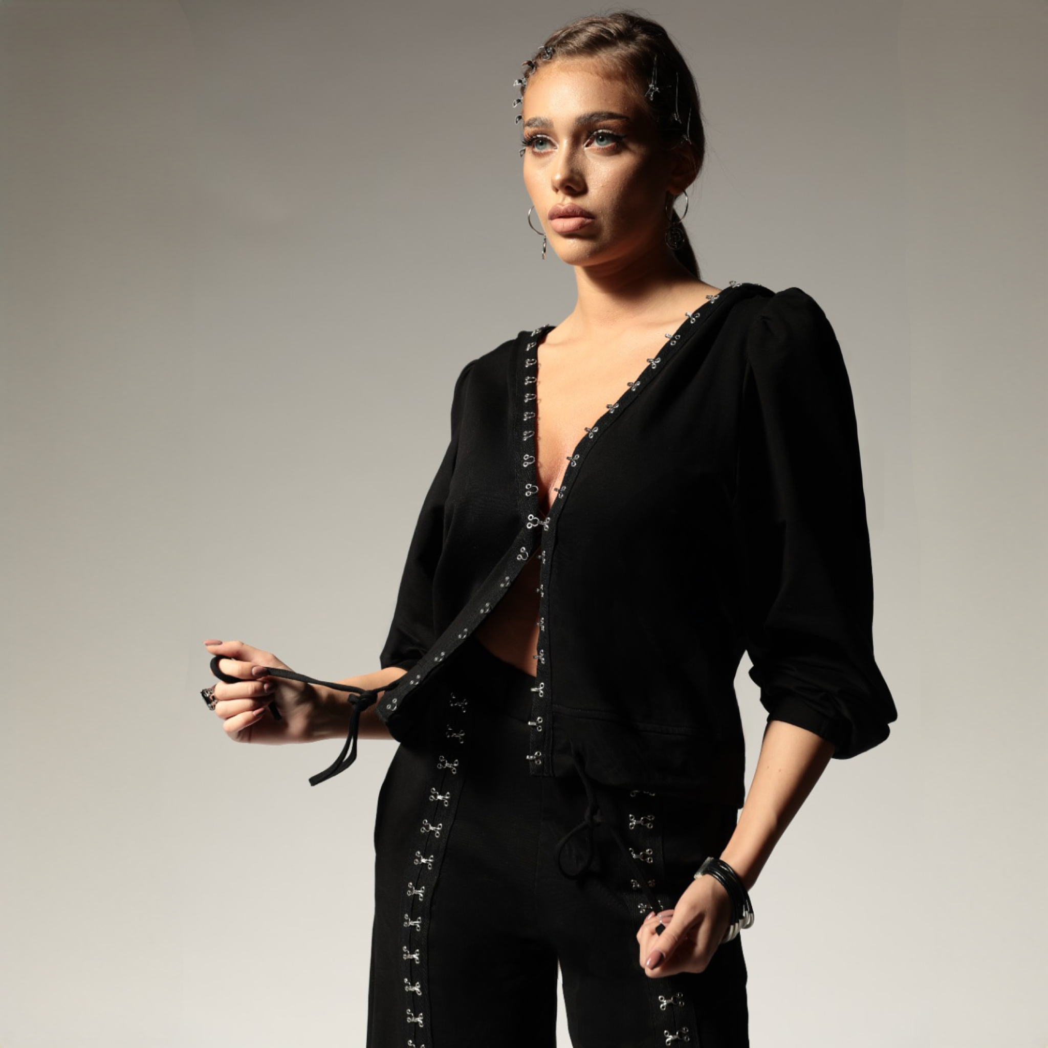 Trening dama negru cu copci metalice Walk of Fame