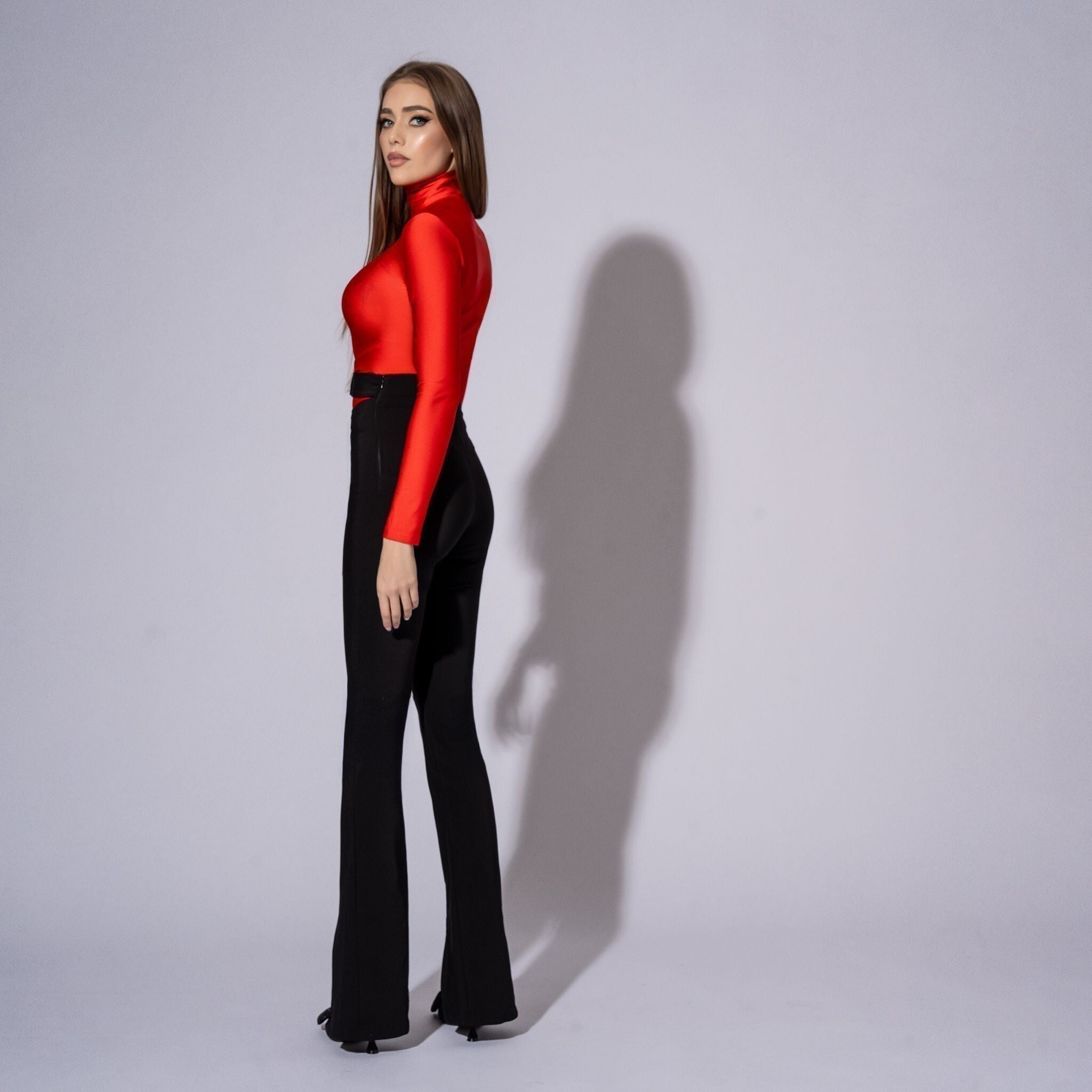 Pantaloni dama tip pana, eleganti, cu talie inalta NoStress Negru