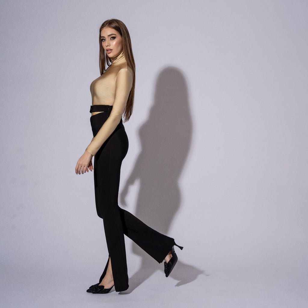 Pantaloni dama tip pana, eleganti, cu talie inalta NoStress Negru